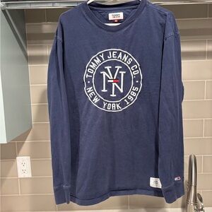 Y2K Tommy Jeans Embroidered Long Sleeve Tee Size XL